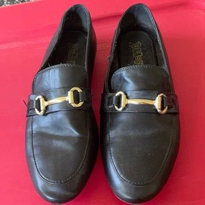 Black Loafers with Gold Hardware Size 9